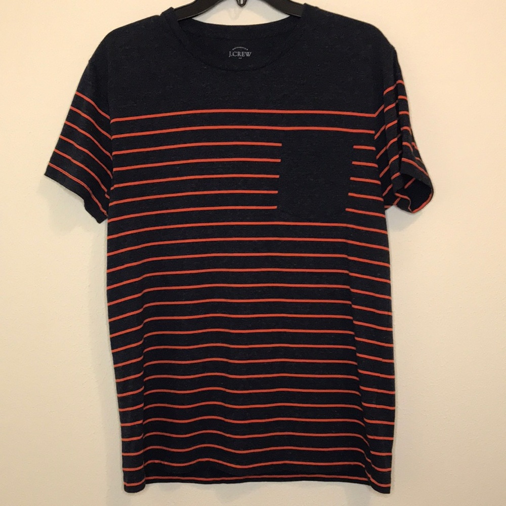 J Crew Orange and Blue Slim Fit Tee Size large